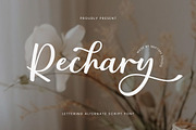 Rechary – Lettering Alternate Script, a Script Font by Imiftype Studio (Thumbnail 1 of 10)