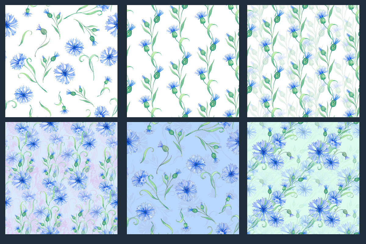 Blue cornflowers bundle, a Decorative Illustration by EshaStudio (Photo 9 of 15)