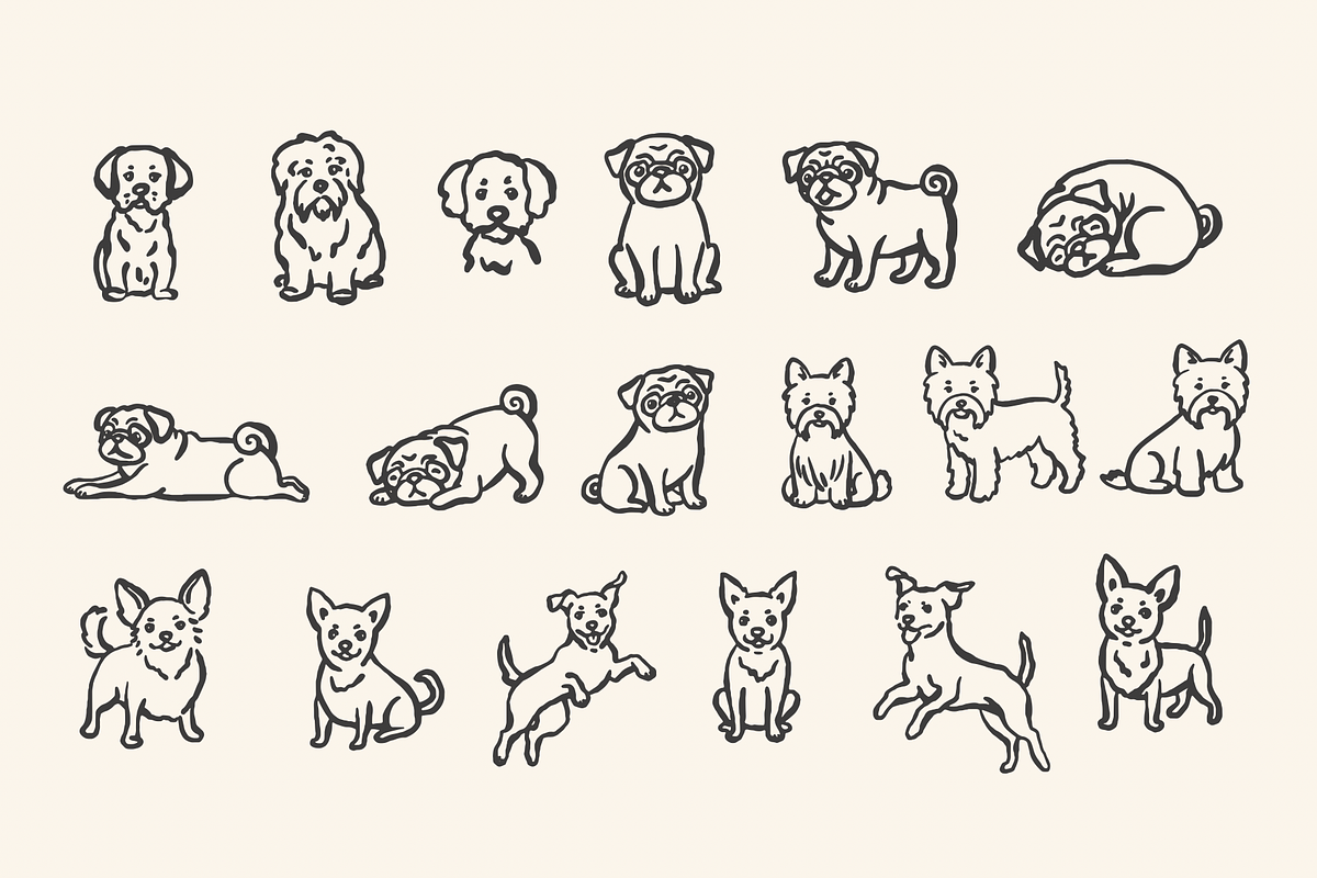 85 Hand-Drawn Dogs Procreate Stamps, a Brush Add-On by Veronika Gotovceva (Photo 3 of 8)