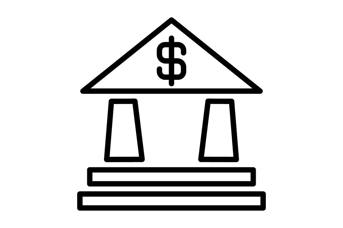 Bank icon, an Outline Icon by Sumberpangan