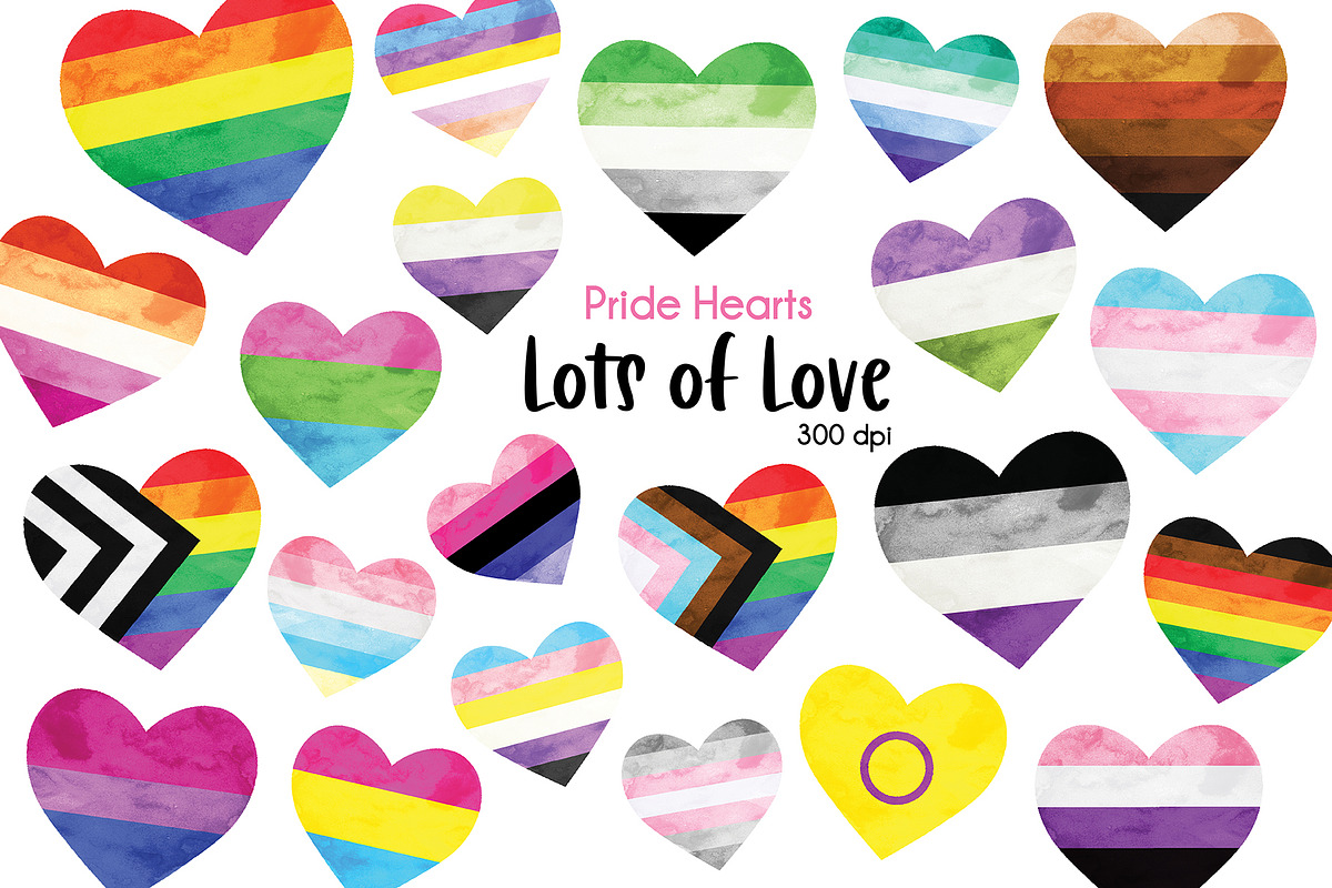 Pride Flag Hearts Clipart Set, an Illustration by SugarPickle Clip Art (Photo 1 of 2)