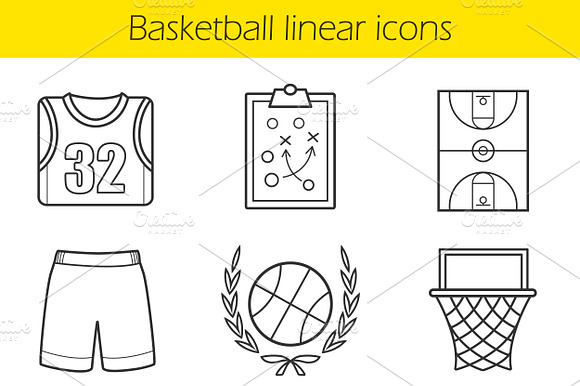 Basketball Linear Icons Set. 9 Items