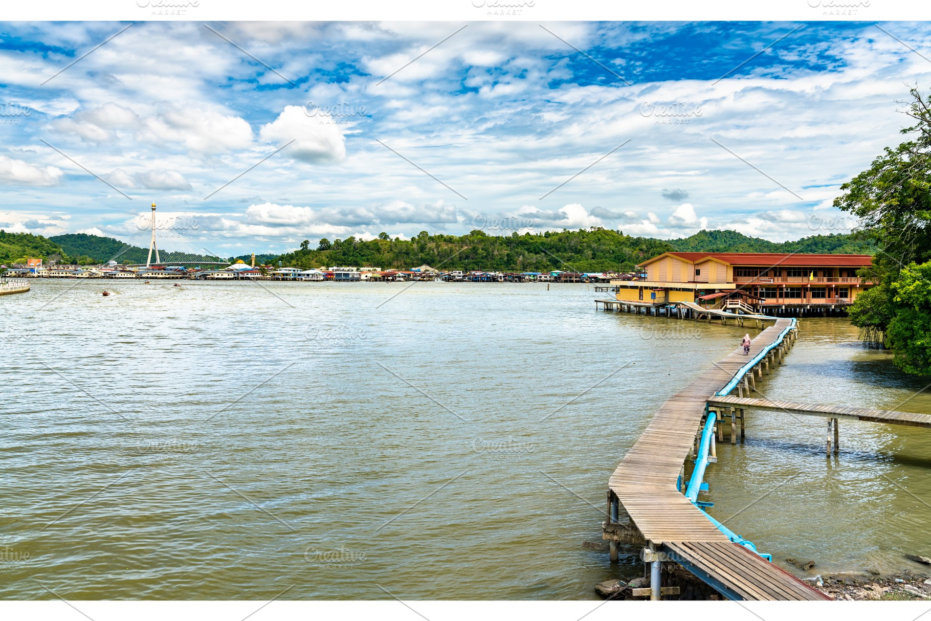 Traditional stilt village kampong stock photo containing brunei and house, an Architecture Photo by Leonid Andronov