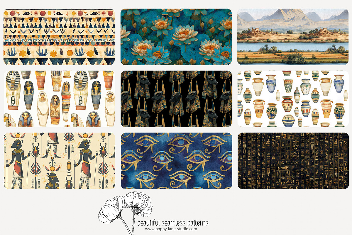 70 Ancient Egypt seamless pattern, a Pattern Graphic by Poppy Lane Studio (Photo 5 of 10)