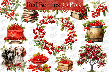 Red Berries Clipart Set