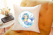 Cute Mermaid Watercolor Clipart, an Illustration by Sublimation Artist (Thumbnail 6 of 6)