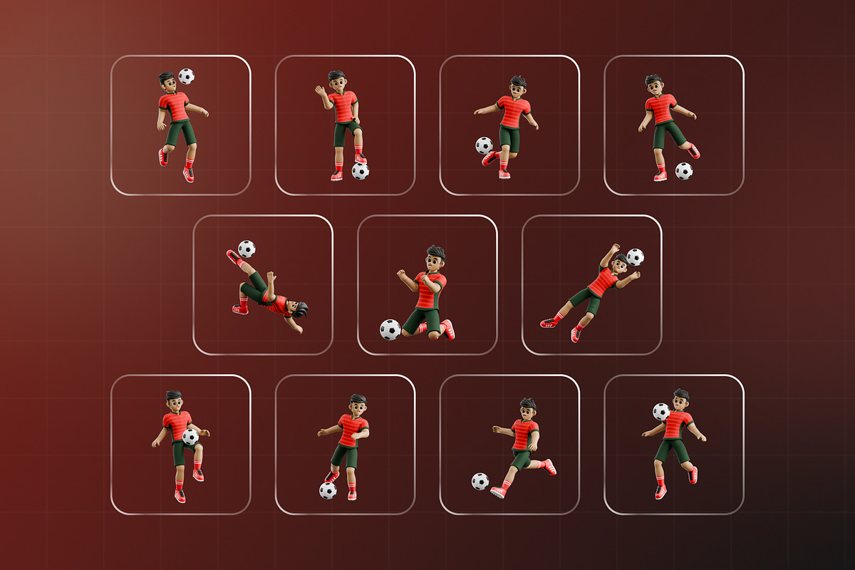 Football Mastery 3D Character Pack, a Characters & Person 3D Model by Haps Space (Photo 4 of 4)