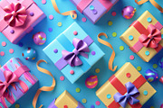 86 Gift boxes with ribbons and bows, a Holiday Photo by Handmadefont (Thumbnail 60 of 90)