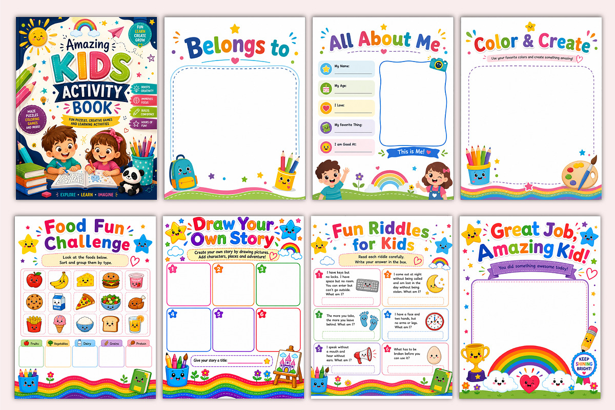 Amazing Kids Activity Book, a Stationery Template by Shumaya (Photo 2 of 5)