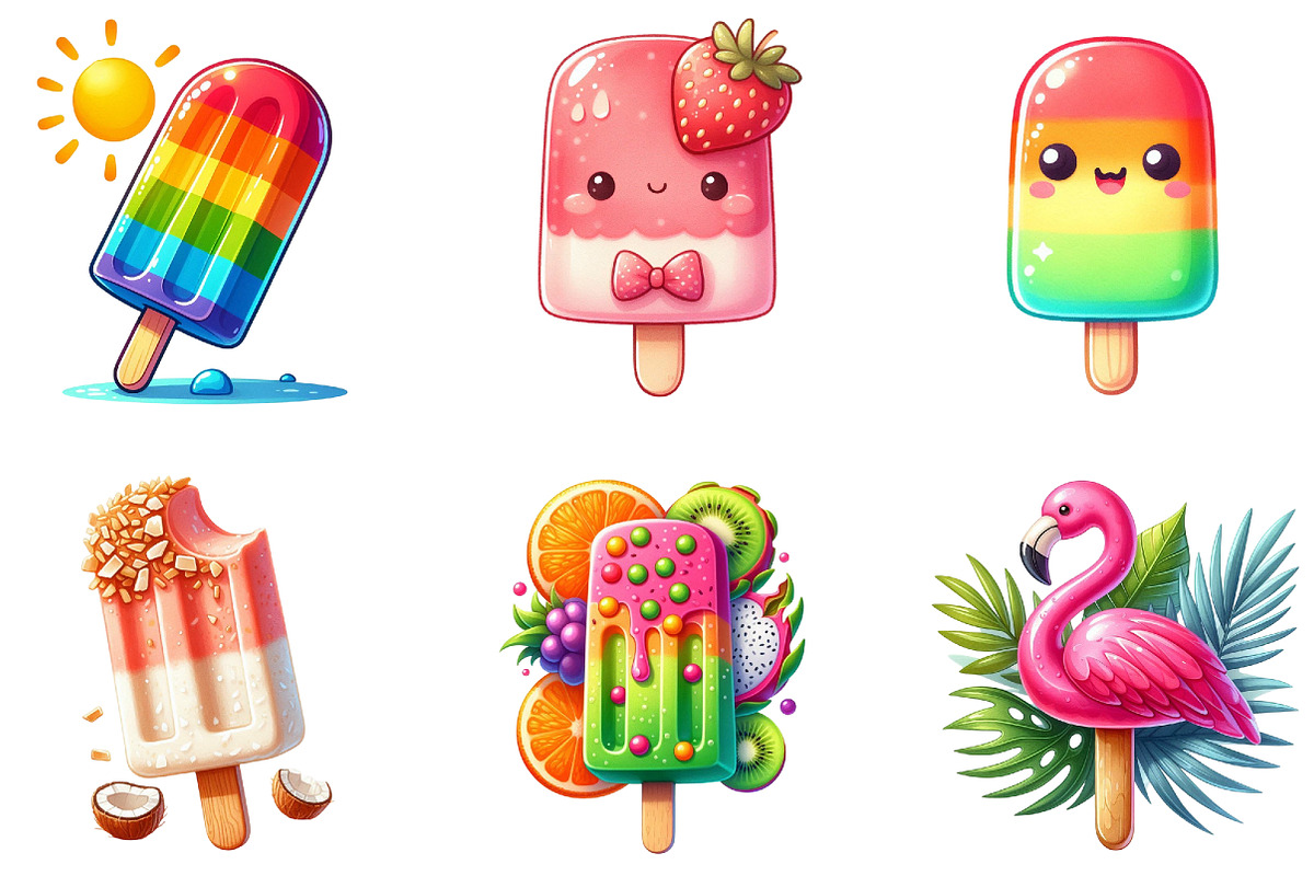 Watercolor Popsicle Clipart Summer, a Seasonal Illustration by DreamArtGraphic (Photo 4 of 4)
