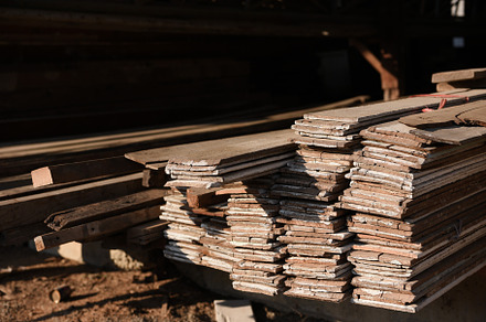 Lumber mill with full of cutting woods warehouse. Factory and pr, an Industrial Photo by Ministocker