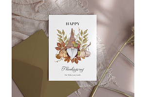 Happy Thanksgiving Gnome Card Fall