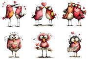 Whimsical Quirky Valentine Birds PNG, an Illustration by CraftArtStudio (Thumbnail 3 of 6)