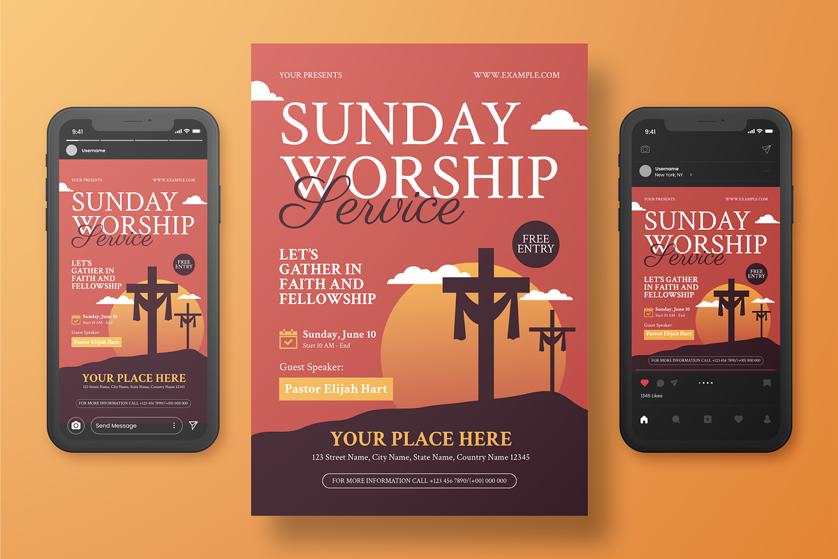 Sunday Church Flyer Set, a Flyer Template by Annora Studio (Photo 3 of 6)