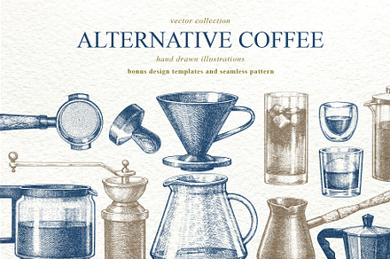 Alternative Coffee Vector Collection, a Food Illustration by Lubov Illustrations Shop
