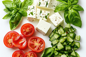 Fresh Feta Cheese Tomatoes Cucumbers, a Food & Drink Photo by Pixeness Studio