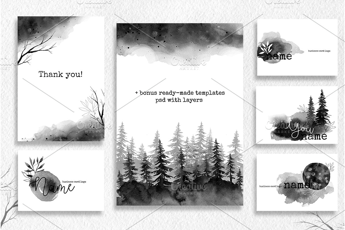 Watercolor set Dark Forest, an Illustration by Noli Molly Store (Photo 11 of 11)