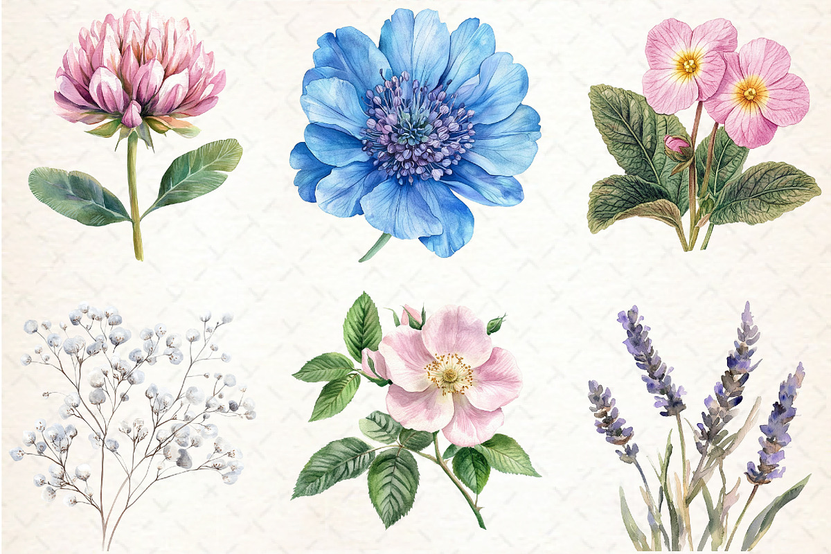 Watercolor Wild Flower Clipart, an Illustration by Libby Wishes (Photo 2 of 7)