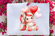Whimsical Valentine Unicorn Clipart, an Animal Illustration by SVGArt (Thumbnail 3 of 5)