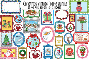 Christmas Vintage Frame Bundle, an Illustration by SinaCreation