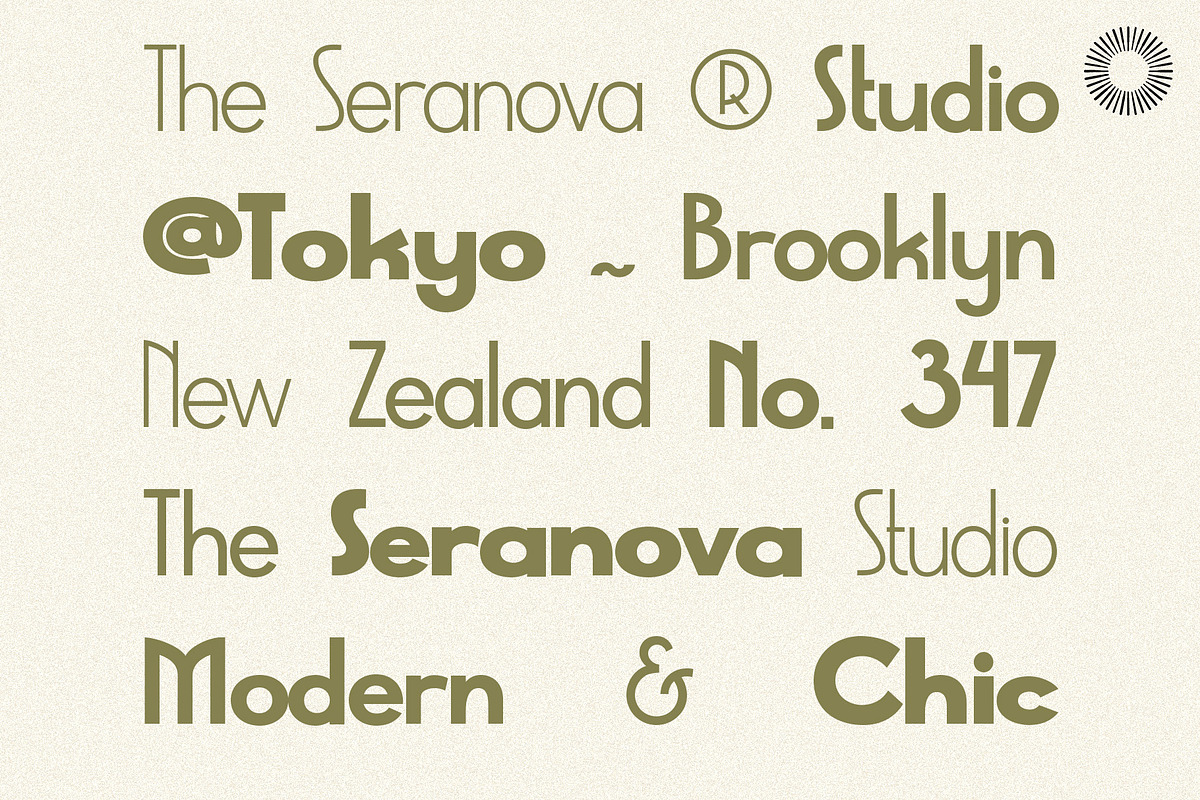 The Seranova - Contemporary DecoSans, a Sans Serif Font by Setara Langit CreativeStd (Photo 10 of 16)