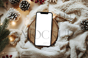 Christmas Phone Mockup Fur Backgroun, a Product Mockup by TatiMockup (Thumbnail 1 of 5)