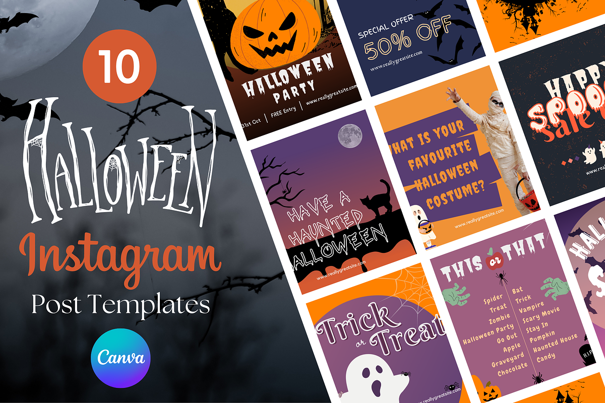 Halloween Instagram Post Template, a Templates & Theme by Kindelight (Photo 1 of 3)