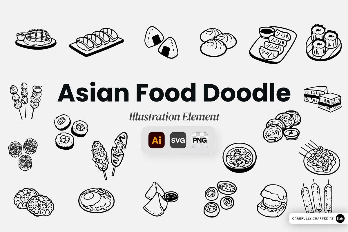 Asian Food Doodle Illustration, an Object Graphic by SLAB! Design (Photo 1 of 2)