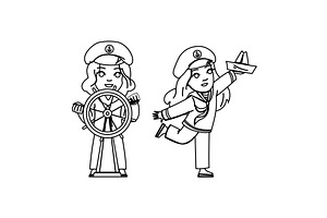 fun sailor kid girl vector, a Person Illustration by pikepicture