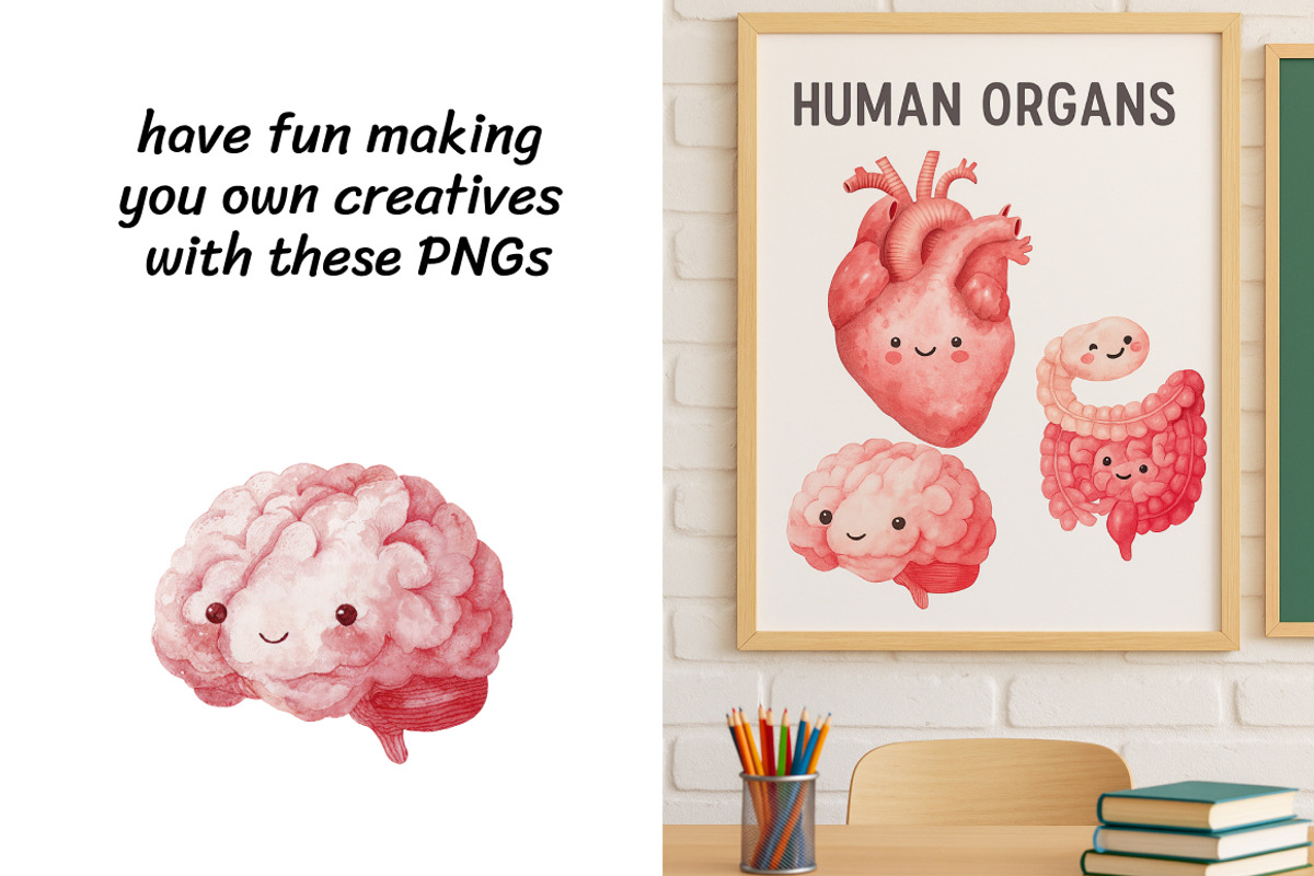 Kawaii Anatomy Clipart Bundle, an Education Illustration by InkyQueenArt (Photo 3 of 5)