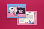Flat Design Valentine Greeting Card, a Card Template by graphicook (Thumbnail 2 of 3)