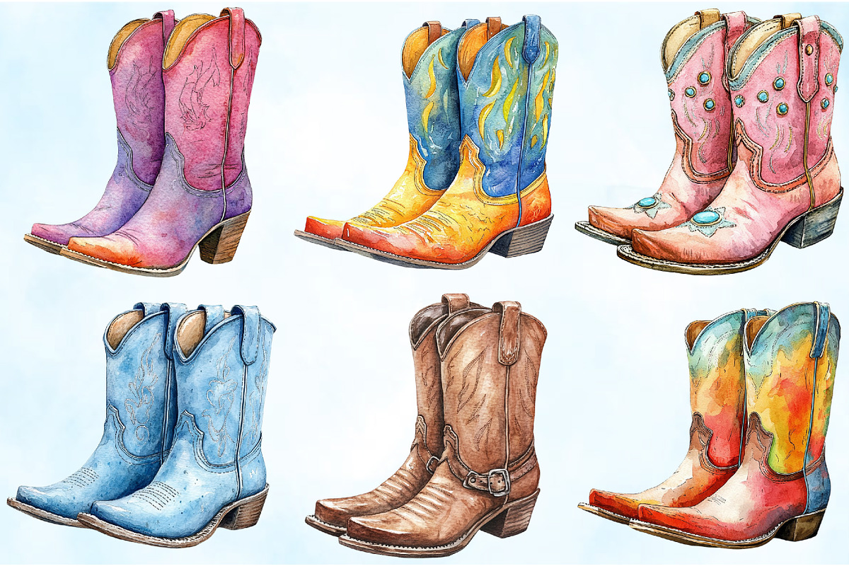 Cowboy Boots Clipart Bundle, an Illustration by Craft Nest (Photo 3 of 6)