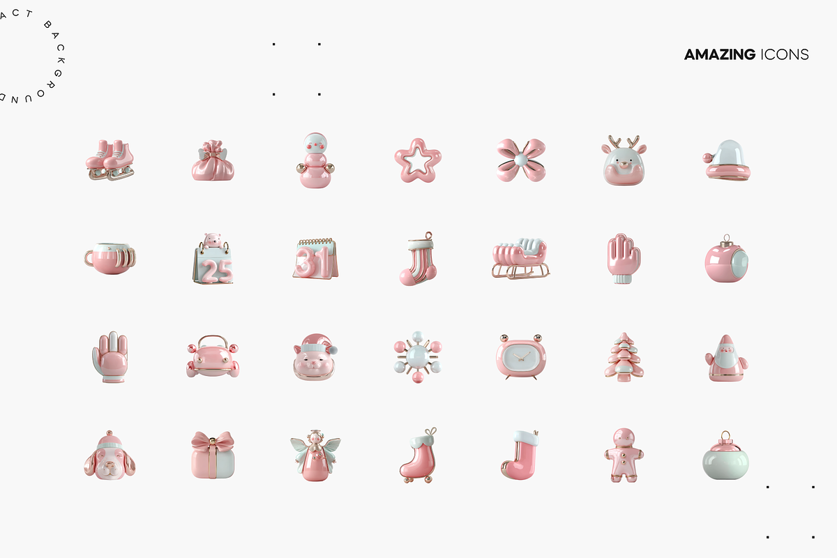 Glossy Pink Holiday Icons Set, a Solid Icon by Lumeno (Photo 2 of 6)