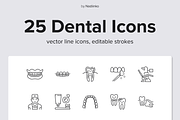Dental Line Icons, an Outline Icon by Nadiinko (Thumbnail 1 of 2)