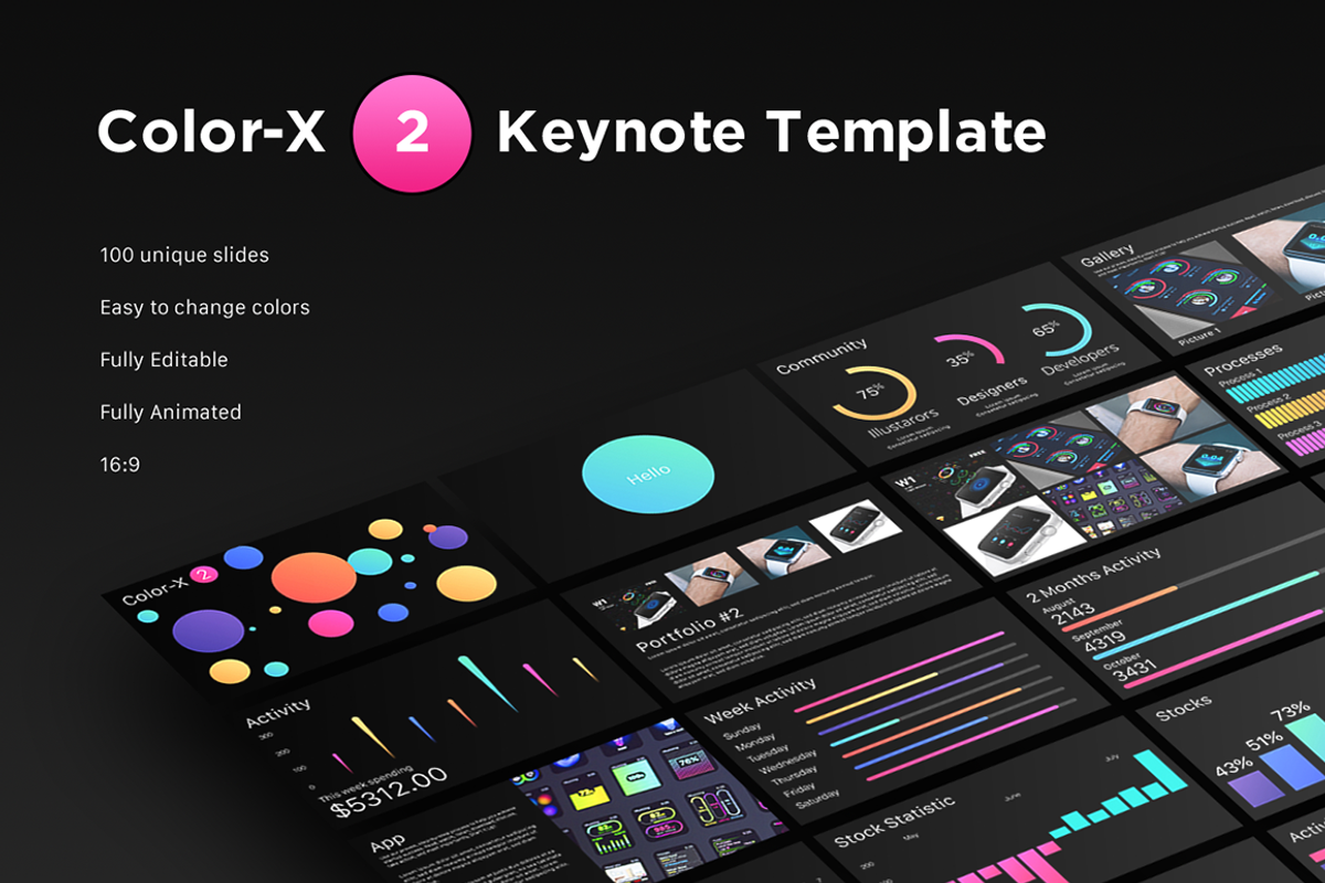 Color-X 2 Keynote Template, a Presentation Template by Yuriy Kondratkov (Photo 1 of 6)