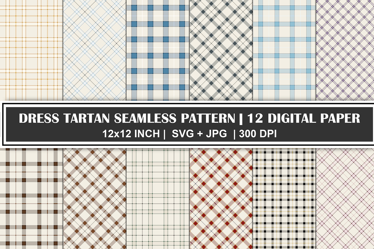 White Tartan Plaid Digital Paper Set, a Pattern Graphic by Gfx Expert Team (Photo 1 of 3)
