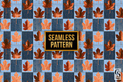 Fall Denim Patchwork Leaves Paper, a Pattern Graphic by Creative Store (Thumbnail 4 of 5)