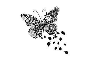 Black abstract butterfly silhouette, an Animal Illustration by Nenahliadava Design