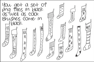 Doodle Christmas Stockings Clipart