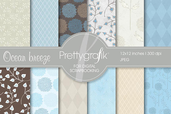 floral Scrapbook digital papers set preview 2