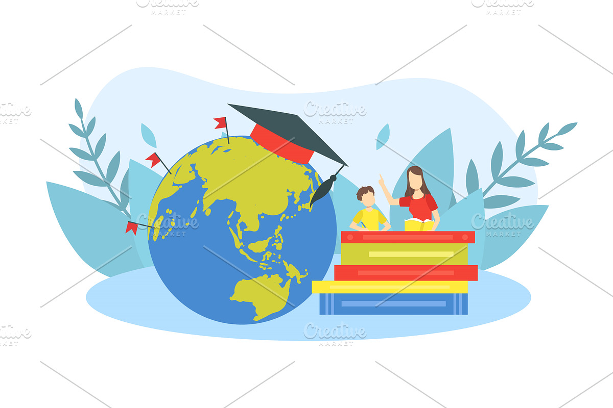 Mother Teaching Son at Home, Mother, a Person Illustration by TopVectors