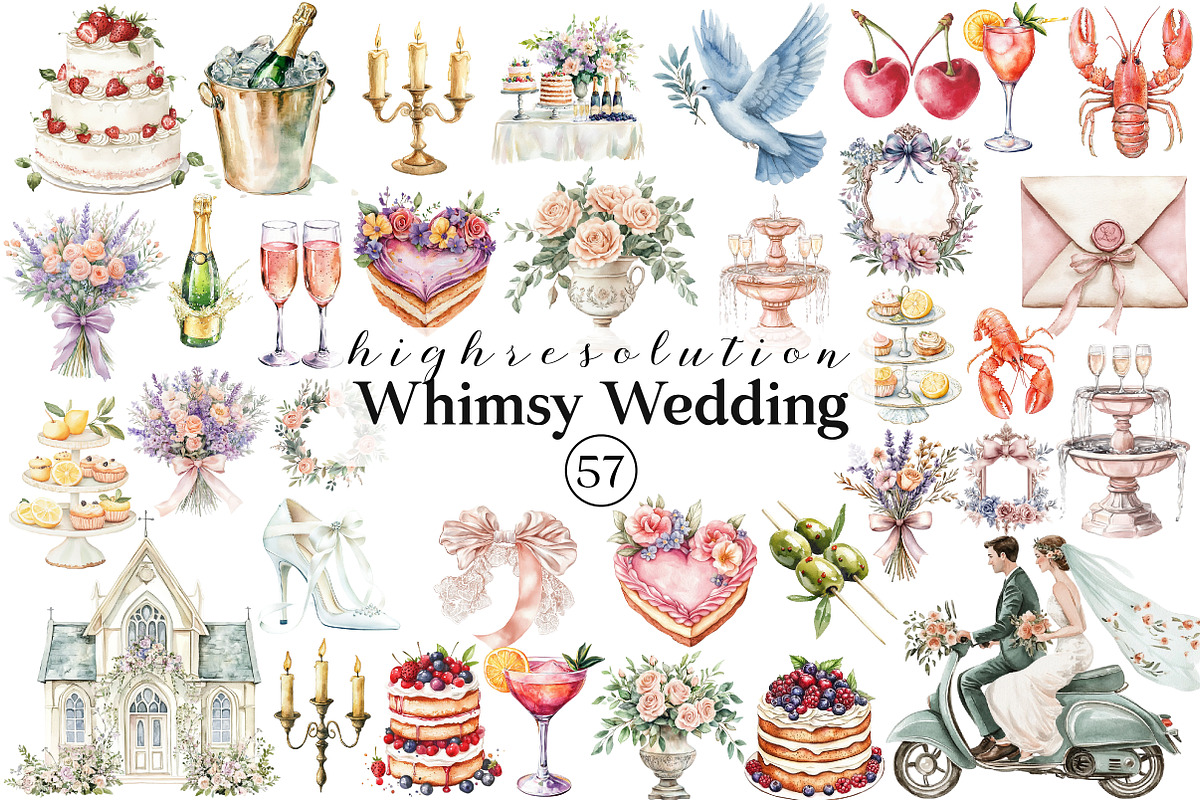 Whimsy Hand-drawn Watercolor Wedding, an Illustration by DreamCafeArt (Photo 1 of 8)