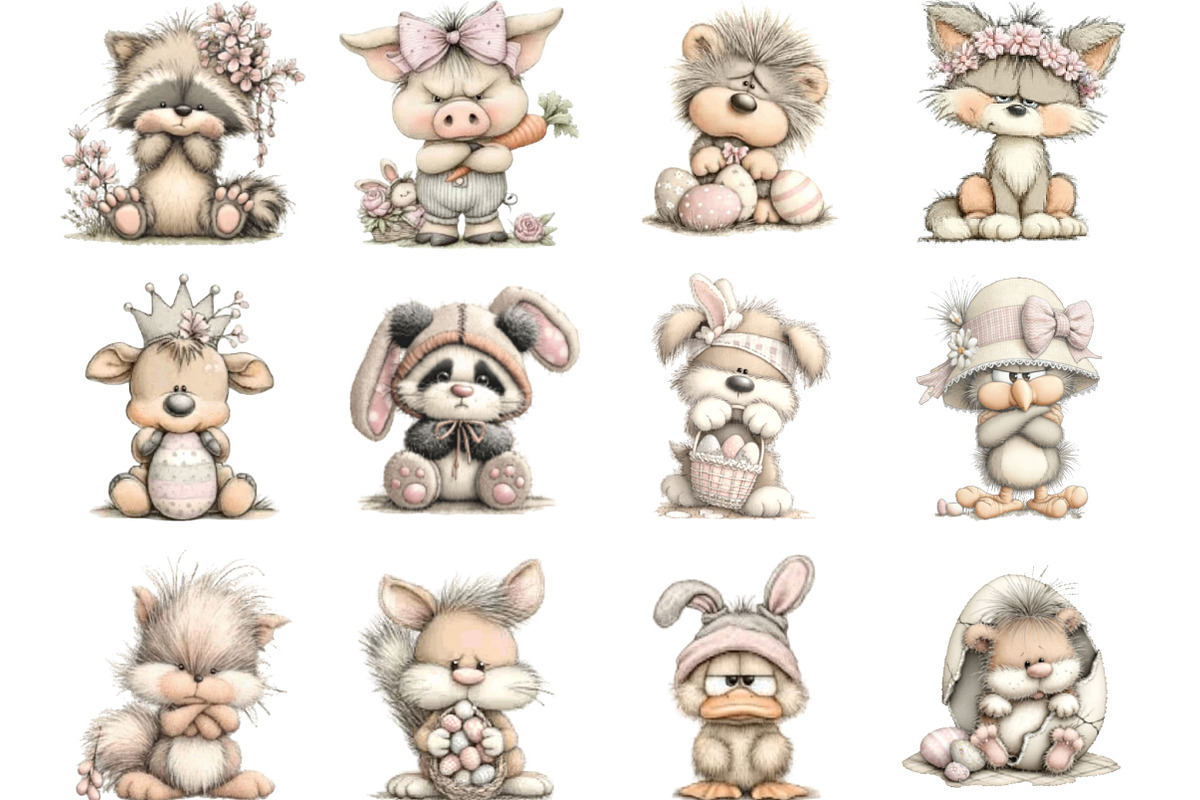 Whimsical Easter Animals Clipart, an Illustration by Designking (Photo 3 of 5)