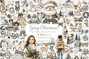 Grey Christmas Clipart 79 PNG, a Seasonal Illustration by EleSArtDesign (Thumbnail 1 of 5)
