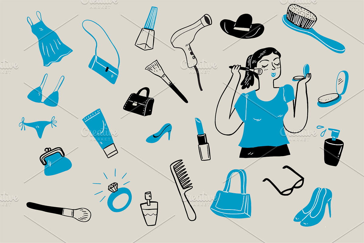 Hand drawn shopping & activities, a Person Illustration by Huza Studio (Photo 7 of 9)