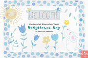 Watercolor Babyshower boy in blue, a Texture Illustration by LittleAcornGraphics (Thumbnail 2 of 11)