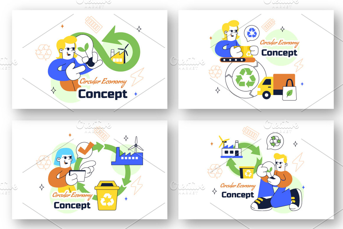 10 Circular Economy Illustration, an Object Illustration by denayunebgt (Photo 2 of 4)