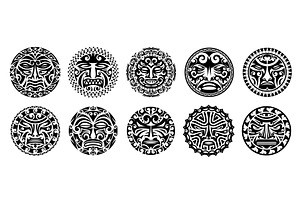 Maori warrior face tribal tattoo, a Decorative Illustration by Vector Tradition