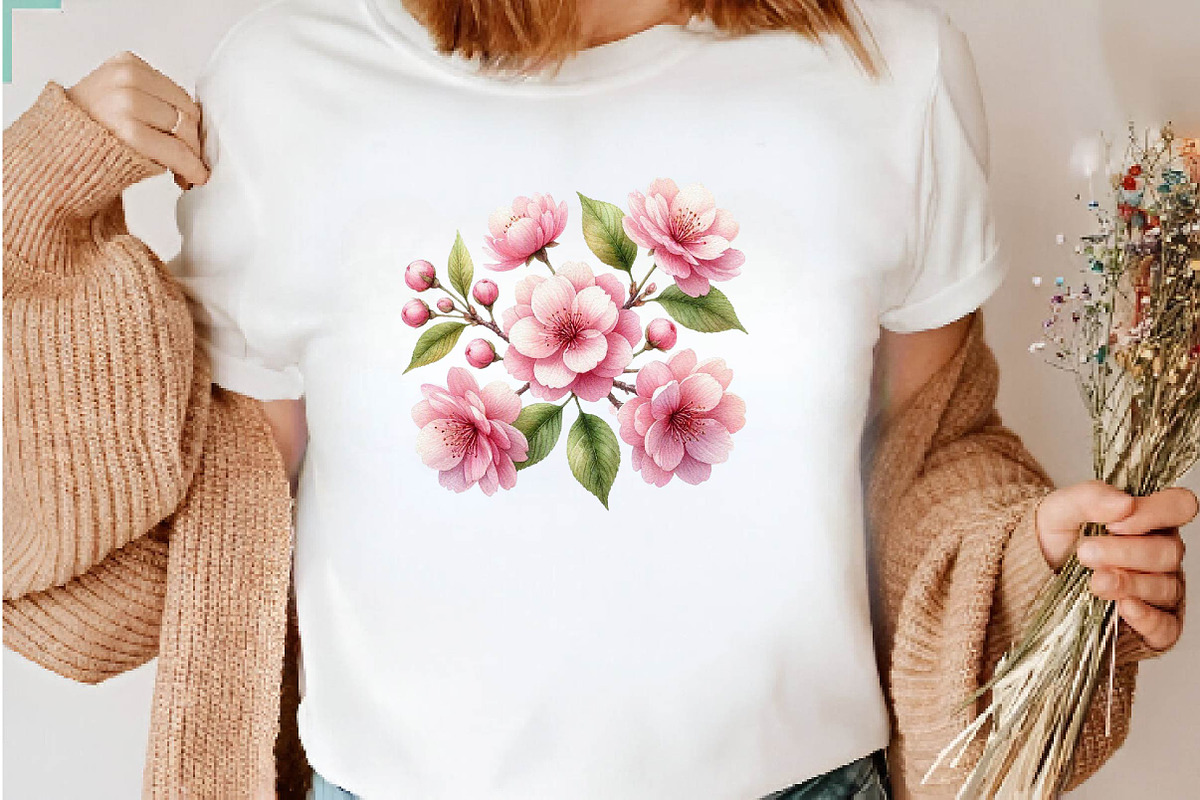 Watercolor Cherry Blossoms Clipart, a Seasonal Illustration by CreationArt (Photo 6 of 7)