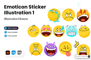 Emoticon Sticker Illustration 1